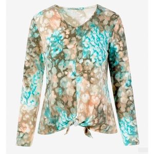 Chico CoziSoft Watercolor Clouds Tie-Front Top, Size 0 (4/S)